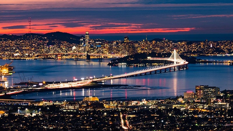 View overlooking San Francisco in the evening.