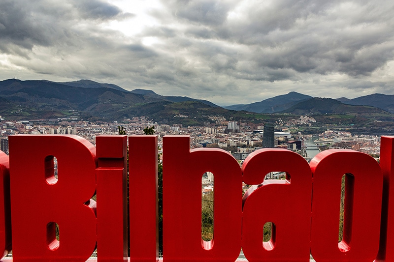 Bilbao sign in Bilbao in Bilbao Spain