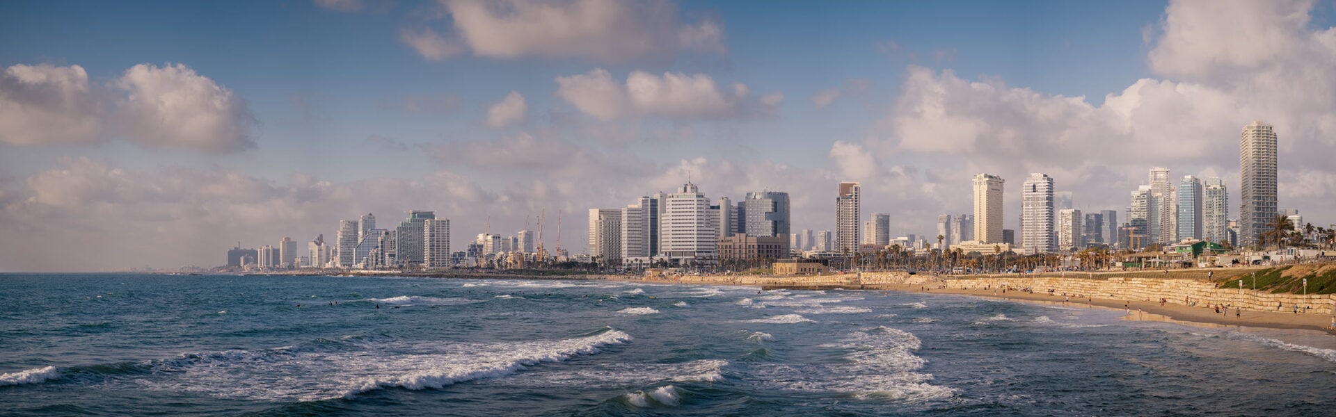 The coastline of Tel Aviv and the Mediterranean Sea.
