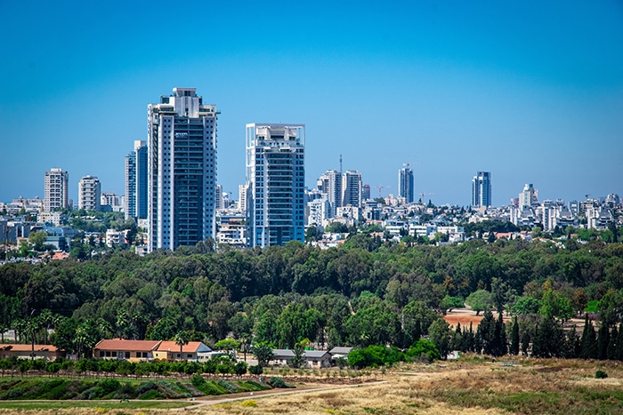 Skyscrapers and the city of Tel Aviv, Israel.