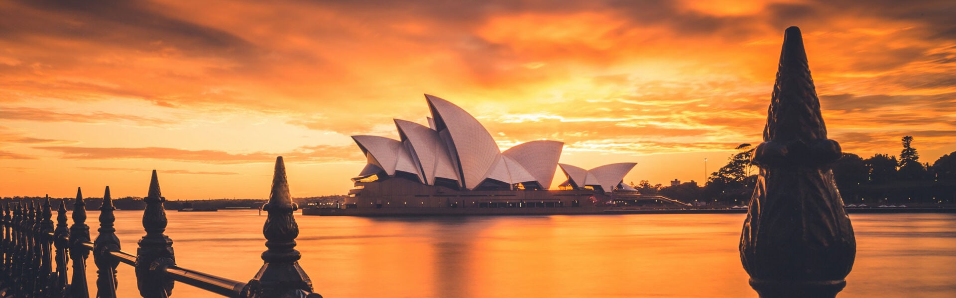 Sydney Opera House during an orange sunset