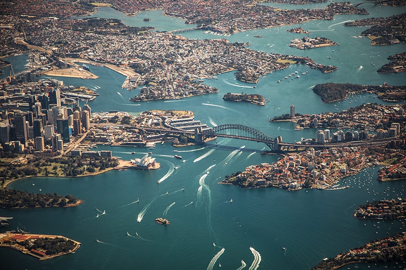 Birds eye view of Sydney, Australia