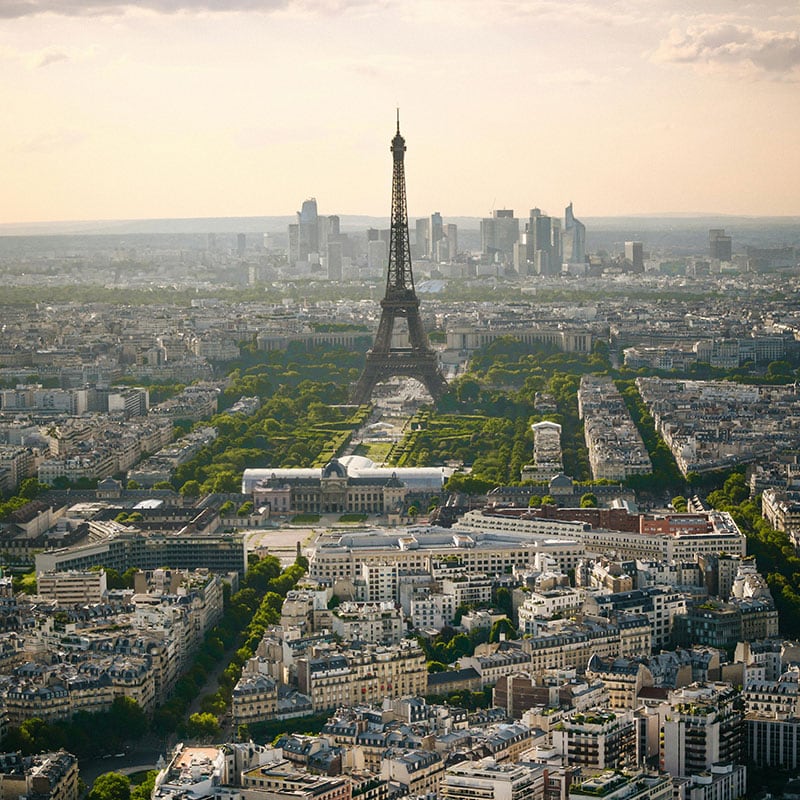A bird's eye view of the city of Paris, France.