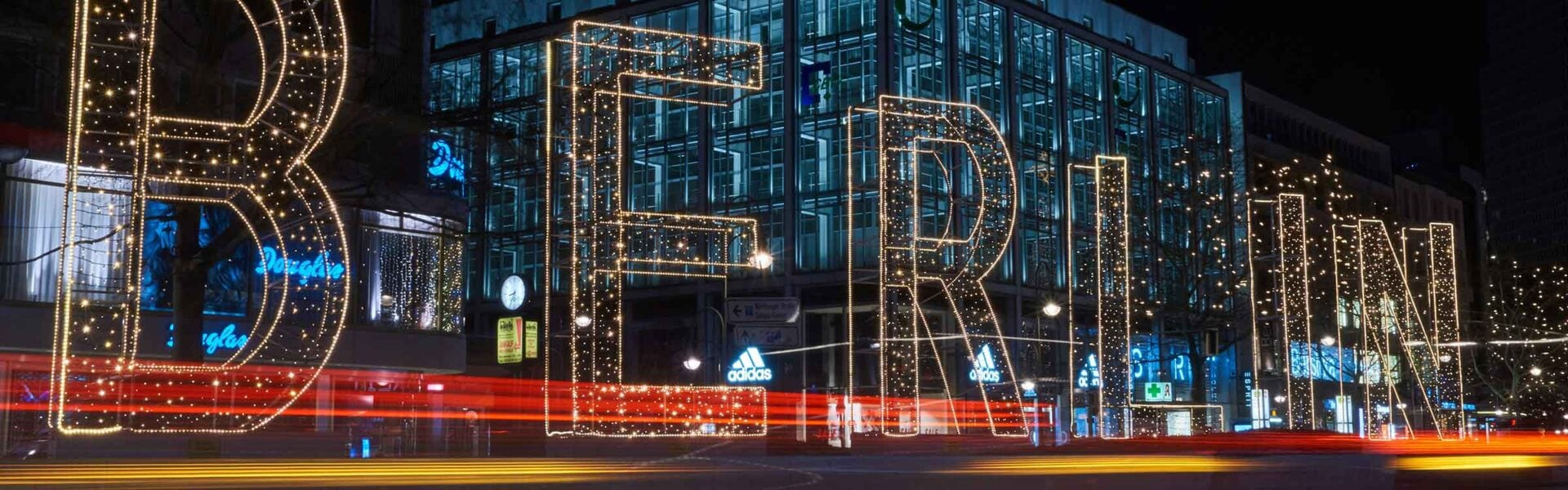 Large letters in lights that spell out Berlin.