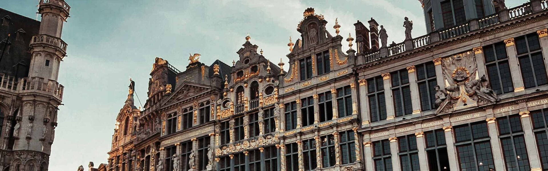 Ornate architecture at the Grand place in Brussels.
