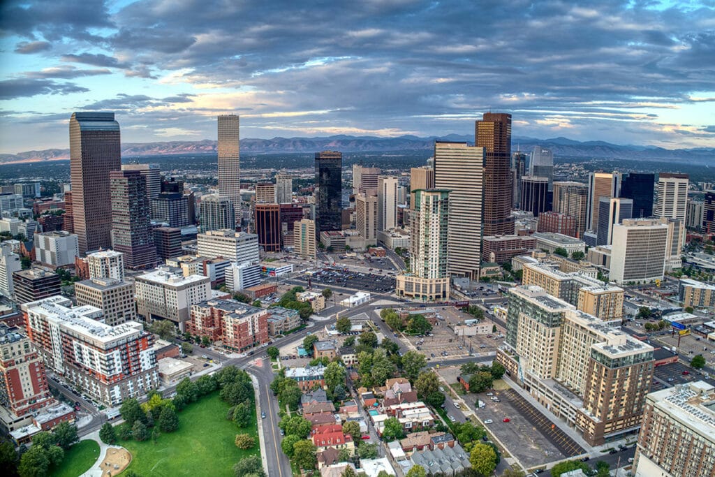 Bird's eye view of downtown Denver