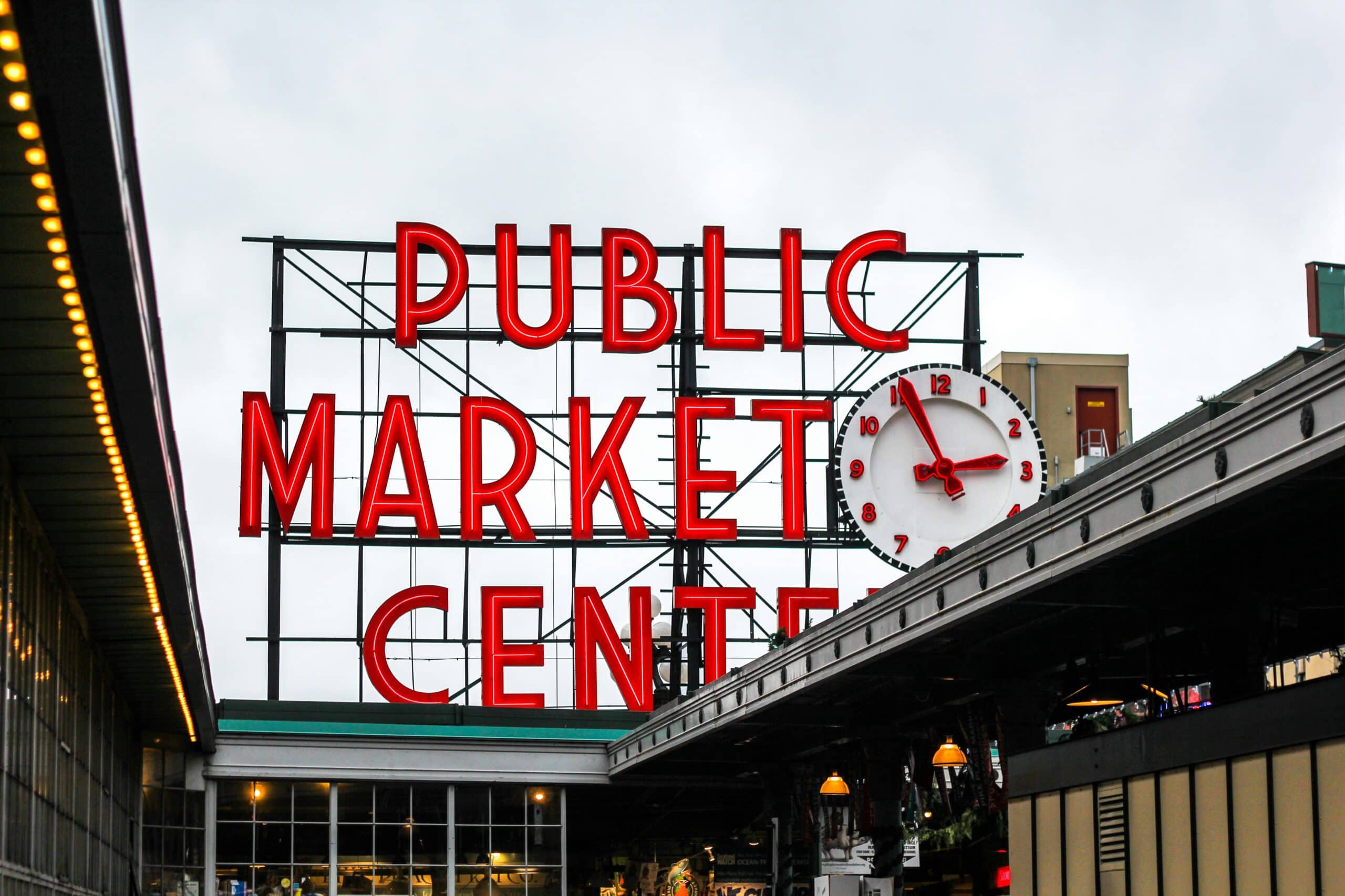 Public Market Center sign at Pike Place Marketing in Seattle