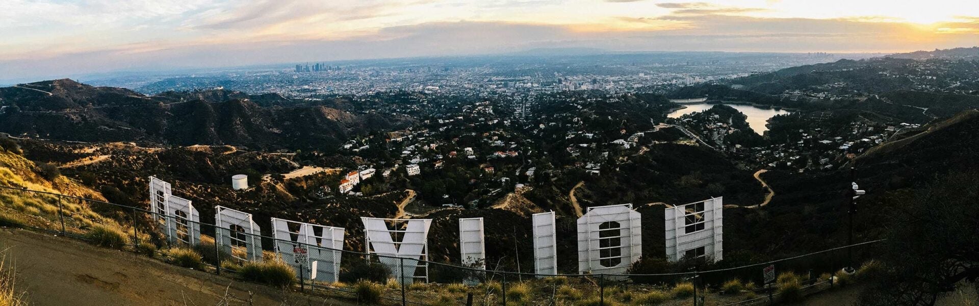 This city of Los Angeles as seen from behind the Hollywood sign.