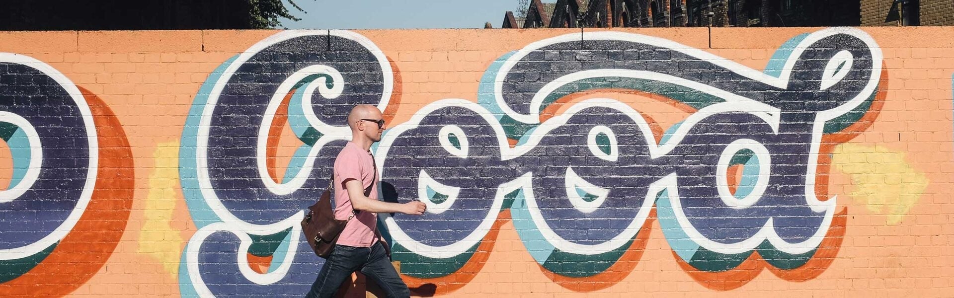 A mural in London that says "Good"