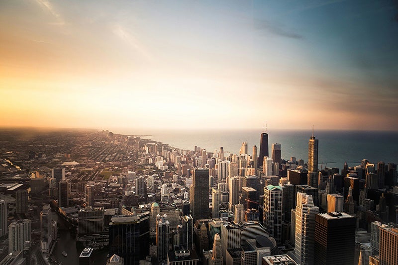 Sunrise over downtown Chicago