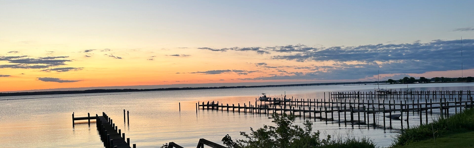 A sunset over water.