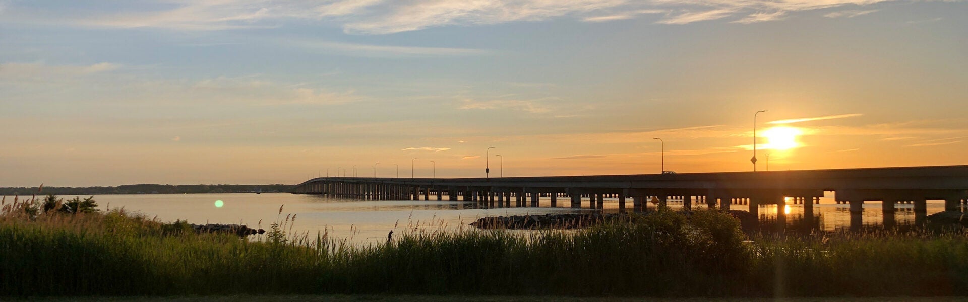 A sunset over water.