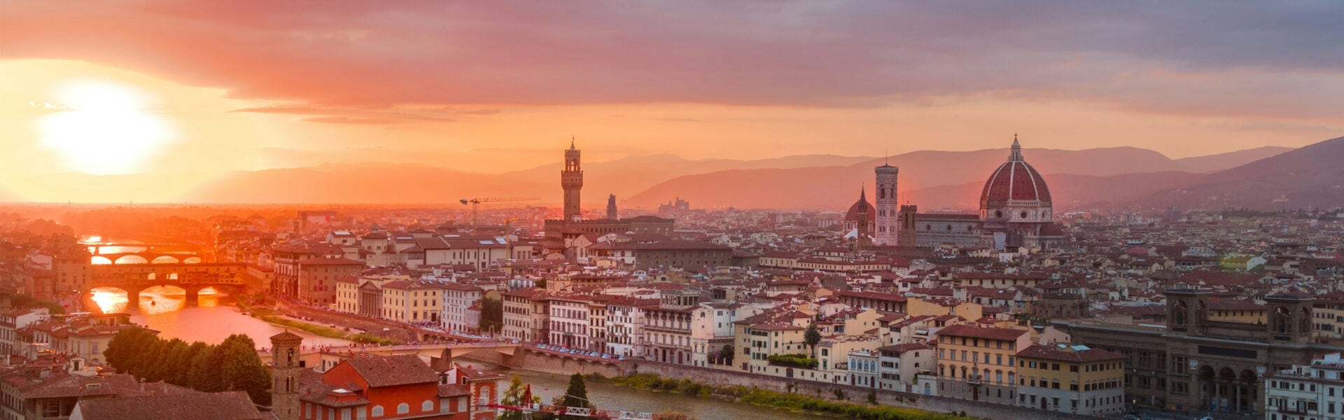 A sunset over Florence, Italy.