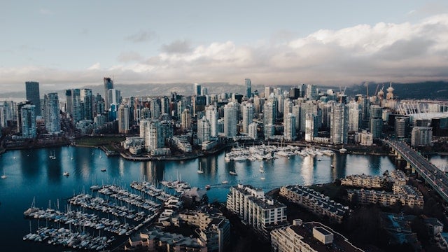 Aerial view of Vancouver, Canada.