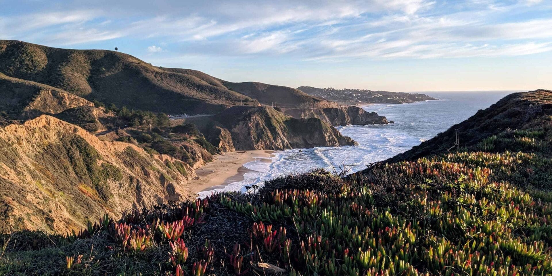 An aerial view of Half Moon Bay, California.